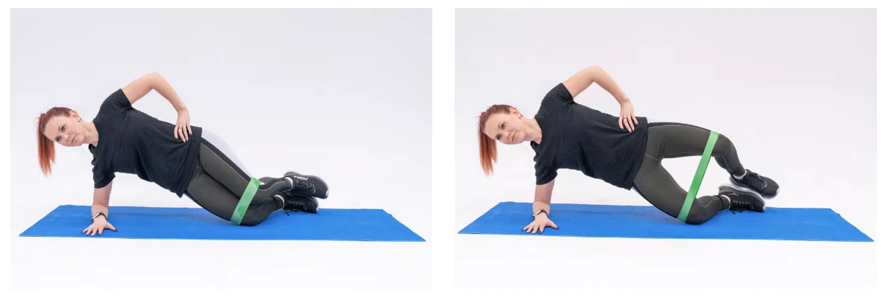 Banded side plank clamshell